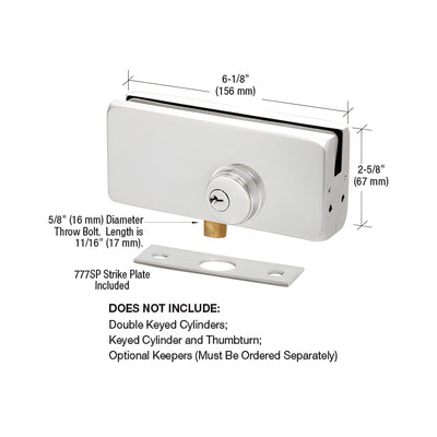 CRL Satin Anodized AMR215 Series Patch Lock
