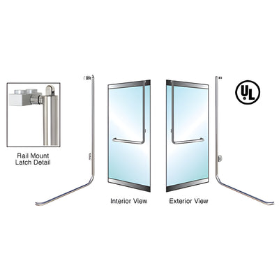 CRL-Blumcraft® Brushed Stainless Right Hand Reverse Low Profile Mount Keyed Access "D" Exterior, Top Securing Panic Handle