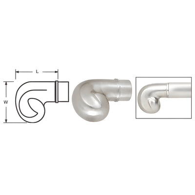 CRL Brushed Stainless End Scroll for 1-1/2" Tubing