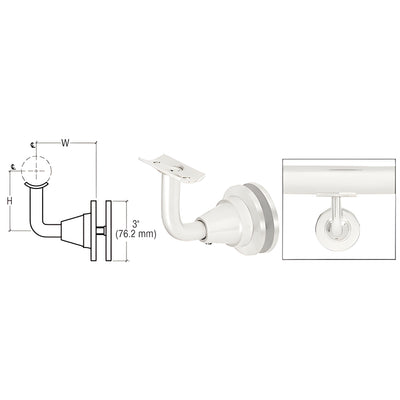 CRL Polished Stainless Newport Series Glass Mounted Hand Rail Bracket
