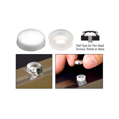 CRL White Flat Small Snap Cap Screw Covers
