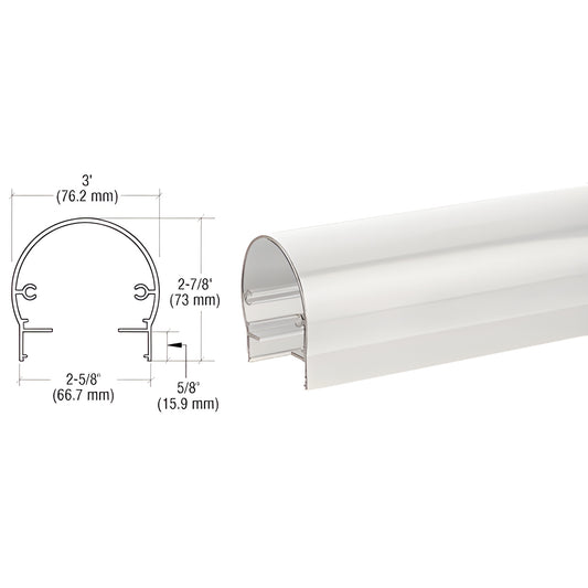 CRL Sky White 300 Series 241 in Top Rail for Glass Railing