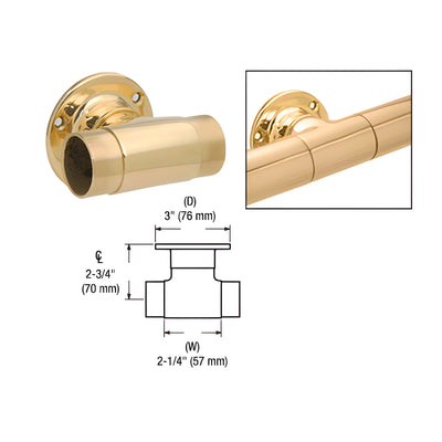 CRL Polished Brass Flush Wall Mount Tee for 1-1/2" Tubing