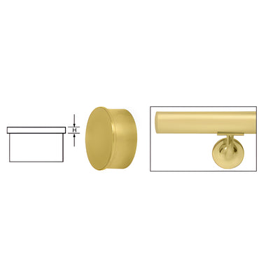 CRL Satin Brass Flat End Cap for 2" Tubing