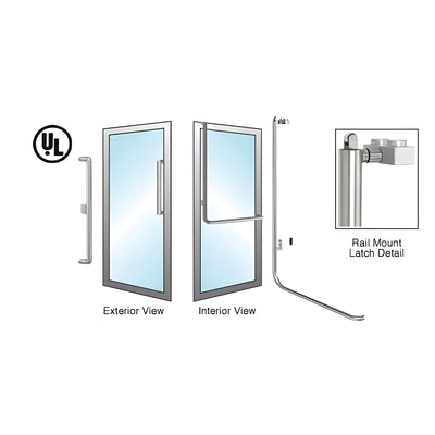 CRL-Blumcraft® Brushed Stainless Left Hand Reverse Aluminum Door Mount Retainer Plate "X" Exterior, Top Securing Panic Handle