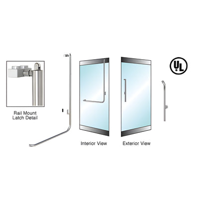 CRL-Blumcraft® Brushed Stainless Right Hand Reverse Rail Mount Keyed Access "G" Exterior, Top Securing Panic Handle