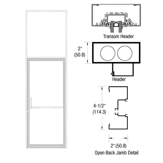 CRL-U.S. Aluminum IT451 White KYNAR Offset Pivot Transom Door Frame