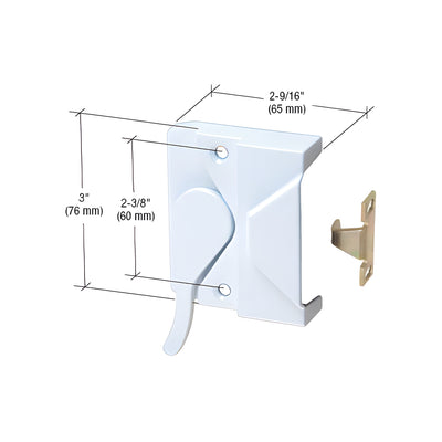 CRL Right Hand White Casement Window Lock 2-3/8" Screw Holes