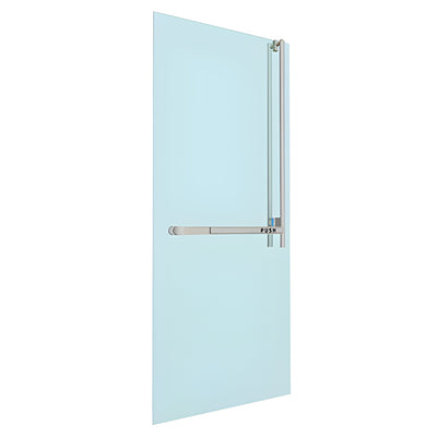 CRL-Blumcraft® Brushed Stainless Right Hand Reverse Glass Mount Keyed Access "JS" Exterior, Top Securing Panic Handle