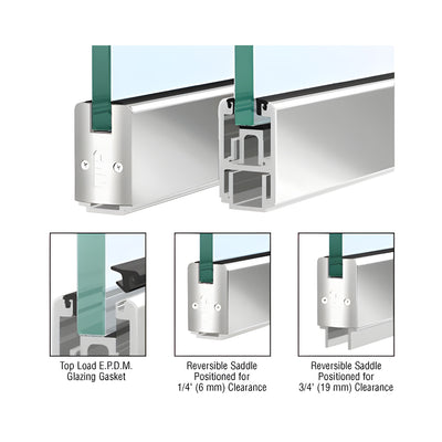 CRL Custom Length Polished Stainless 2-5/16" Low Profile Sidelite Rail With Saddle