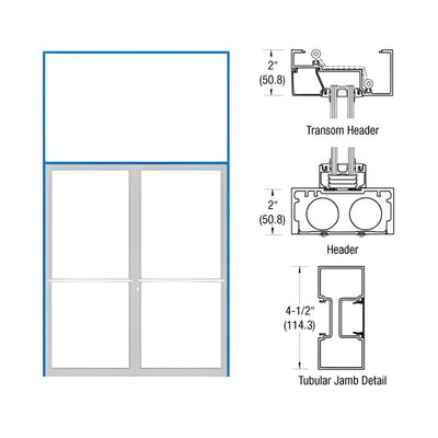 CRL-U.S. Aluminum Bronze Black Anodized 76" x 126" 451 Series Transom Double Door Frame for Center Hung OHCC