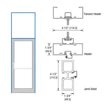 CRL-U.S. Aluminum Custom KYNAR® Paint 39-1/2" x 126" Series DF800 Tubular Gear Hinge Transom Frame Complete (1FT)