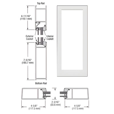 CRL-U.S. Aluminum White KYNAR® Paint IG600 Series Blank Single Hurricane Resistant Offset Hung Entrance Door - No Prep