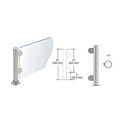 CRL Brushed Stainless 16" Round PP06 Elegant Series Counter/Partition End Post With Air Space