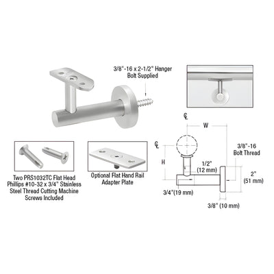 CRL 316 Polished Stainless Short Arm Malibu Series Wall Mounted Hand Rail Bracket