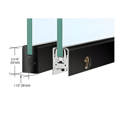 CRL Matte Black 1/2" Glass Low Profile Square Door Rail With Lock - Custom Length