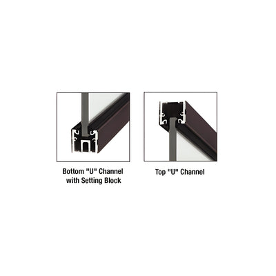 CRL Black Bronze Anodized Custom Length U-Channel with Roll-In Top Load Gasket