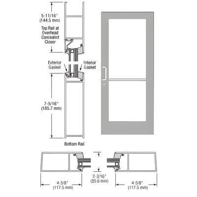 CRL-U.S. Aluminum Clear Anodized IG600 Series Custom Single StormFront™ Gear Hinged Entrance for Concealed Overhead Closer