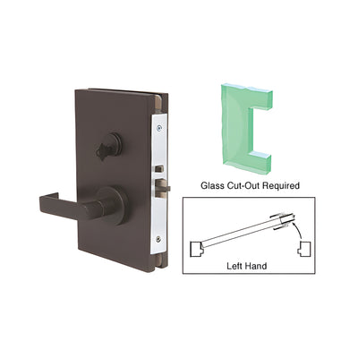 CRL Dark Bronze 6" x 10" LH Center Lock With Deadlatch in Storeroom Function