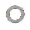 A single flat stainless steel washer shown against a white background.