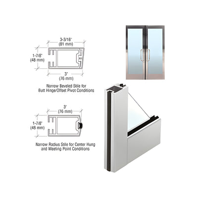 CRL 3" Satin Anodized Narrow Stile Clad Full Framed Door