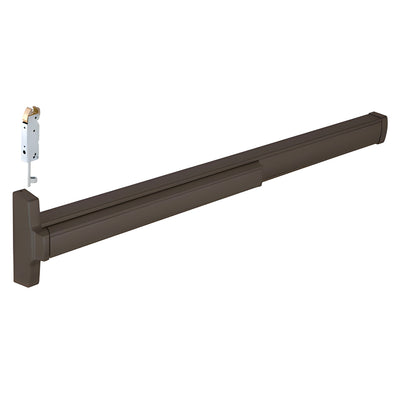 CRL 48" Jackson® Dark Bronze Model 2085 Concealed Vertical Rod Panic Exit Device Dual Point Latching with Top Latch and Bottom Hex Bolt Left Hand Reverse Bevel
