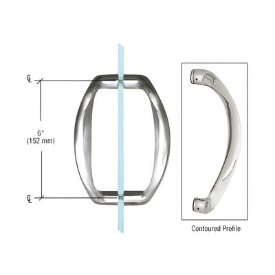 CRL Chrome 6" Back-to-Back Sculptured Solid Pull Handle