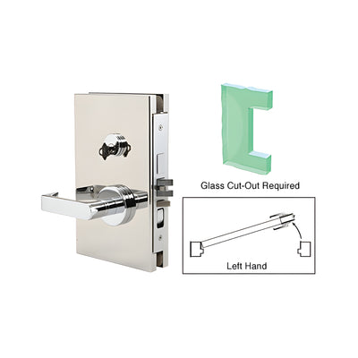 CRL Polished Stainless 6" x 10" LH Center Lock With Deadlatch in Entrance Lock Function