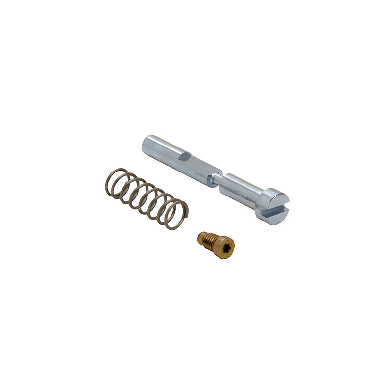 A metal dogging pin assembly kit including a slotted pin, a coil spring, and a small brass screw for Jackson panic exit devices.