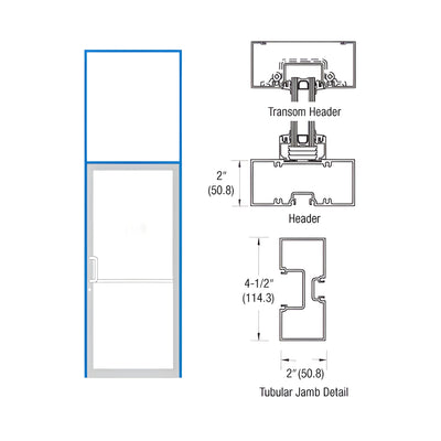 CRL-U.S. Aluminum Dark Bronze/Black Anodized Class 1 40" x 126" 451 Series Right Hand Transom Single Door Frame