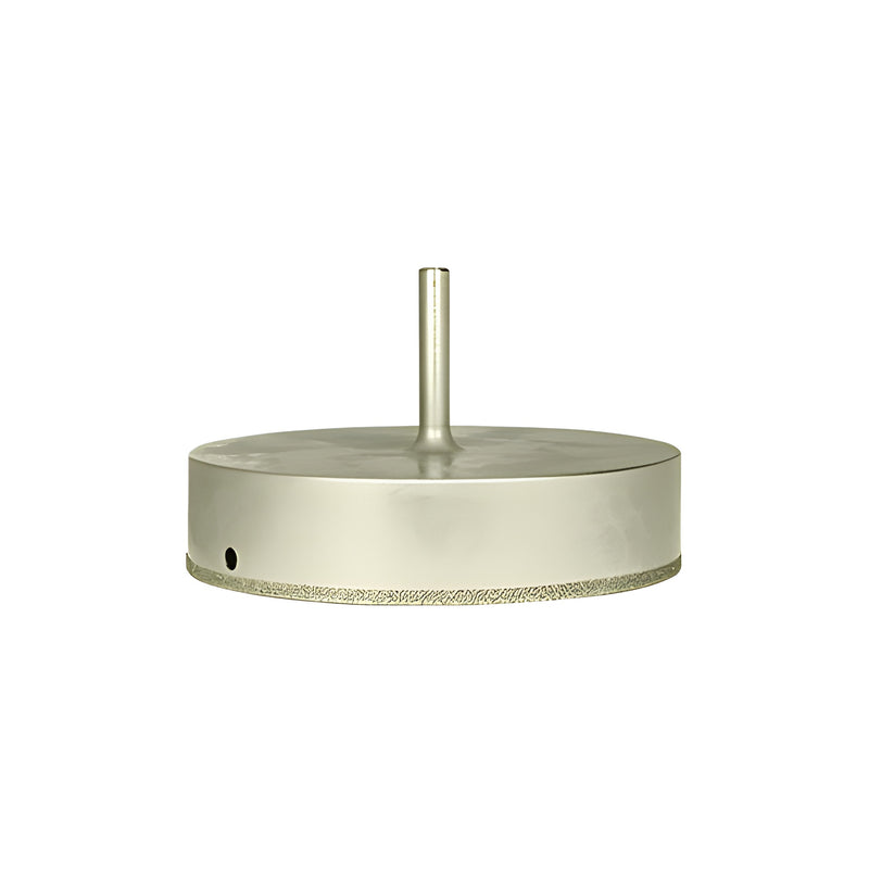 A 5-inch standard plated diamond drill bit with a 3/8-inch reduced round shank shown against a white background.