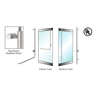 CRL-Blumcraft® Brushed Stainless Right Hand Reverse Rail Mount Cylinder/Thumbturn 'FS' Top Securing Deadbolt Exterior Handle for 5/8" Glass