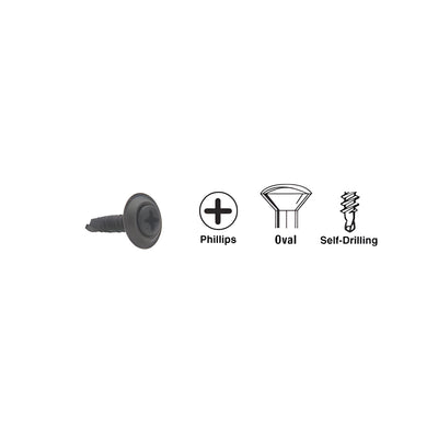CRL Black 8 x 3/4" Oval Head Phillips Self-Drilling Screws with Countersunk Washers