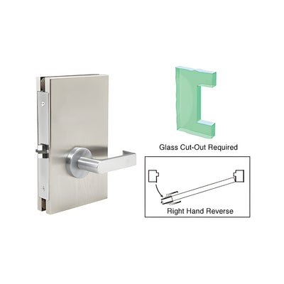 CRL Brushed Stainless 6" x 10" RHR Center Lock With Deadlatch in Passage Lock Function