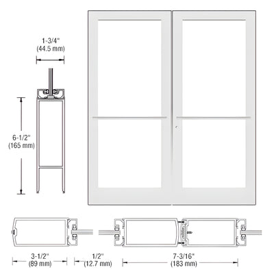 CRL-U.S. Aluminum White KYNAR® Paint Custom Pair Series 400 Medium Stile Center Pivot Entrance Doors for Overhead Concealed Door Closers