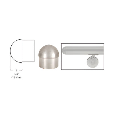 CRL Brushed Stainless Dome End Cap for 1-1/2" Tubing