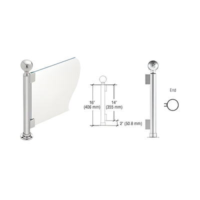 CRL Polished Stainless 16" Round PP04 Elegant Series Counter/Partition End Post With Air Space