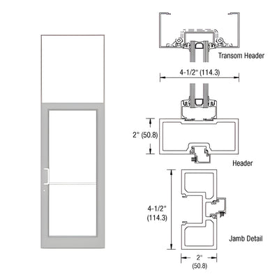 CRL-U.S. Aluminum Clear Anodized Class 1 40" x 126" Series DF800 Tubular Gear Hinge Transom Frame Complete (1FT)