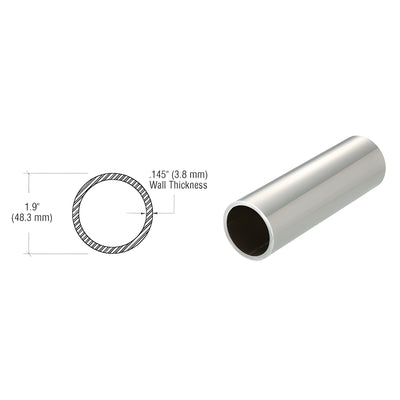 CRL 316 Polished Stainless 1-1/2" Schedule 40 Pipe Rail Tubing - 120"