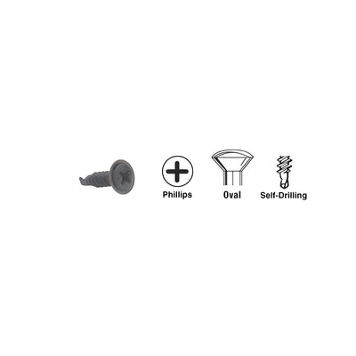CRL Black 8 x 5/8" Oval Head Phillips Self-Drilling Screws with Flush Washers