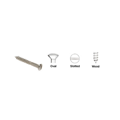 CRL 6 x 1-1/2" Oval Head Nickel Plated Wood Screws