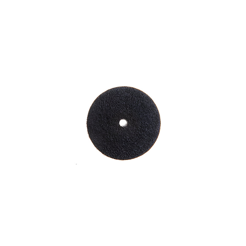 A circular black Scratch-A-Way® cerium oxide polishing disc with a center hole.