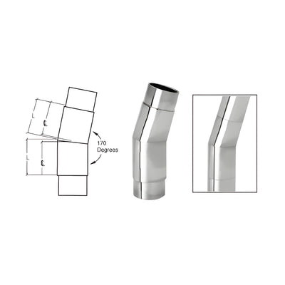 CRL Polished Stainless Mitered Style 170 Degree Flush Angle