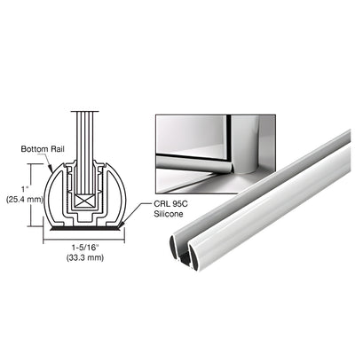 CRL Metallic Silver 241" Bottom Rail Only for the Aluminum Windscreen System