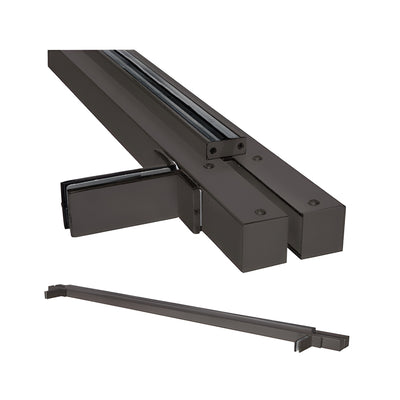 CRL Black Bronze Anodized Custom Size Double Door Floating Header with Fin Brackets for 1/2" Glass