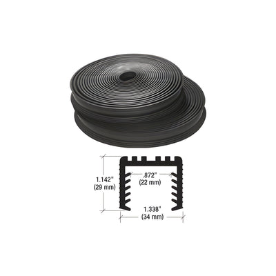 CRL Black Flexible Rubber LR25 Series Cap Rail Insert for 25.52 mm Laminated Glass - 100' (30.5 m)