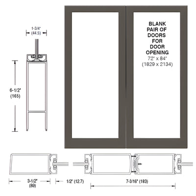 CRL-U.S. Aluminum White KYNAR® Paint Custom Blank Pair 400 Medium Stile Offset Hung Entrance Doors - No Prep