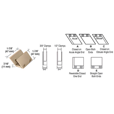 CRL Polished Brass 1/2" 52 Degree Slant Open Center Clamp Type "B" Stair and Walkway Railings