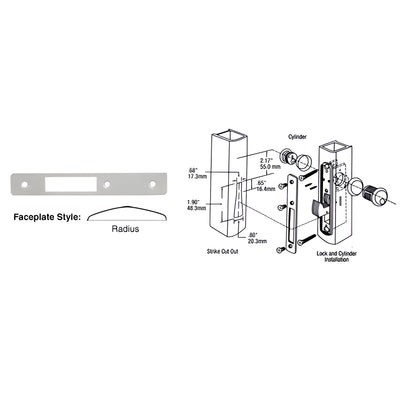 CRL Aluminum Radius Faceplate for DL2130 Series Hook Throw Deadlocks