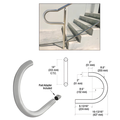CRL 316 Brushed Stainless CRS Cap Rail Return with Post Adaptor